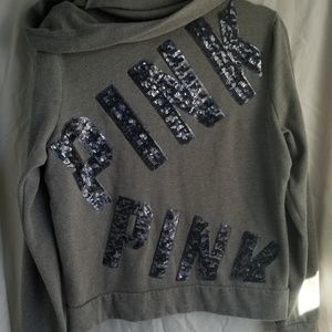 PINK BLING grey zipup hoodie size M